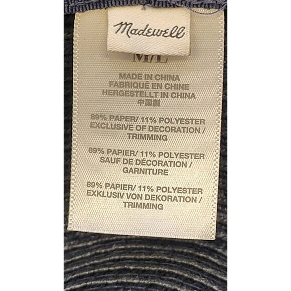 Madewell Packable Fedora Straw Hat Navy M/L - Picture 8 of 12